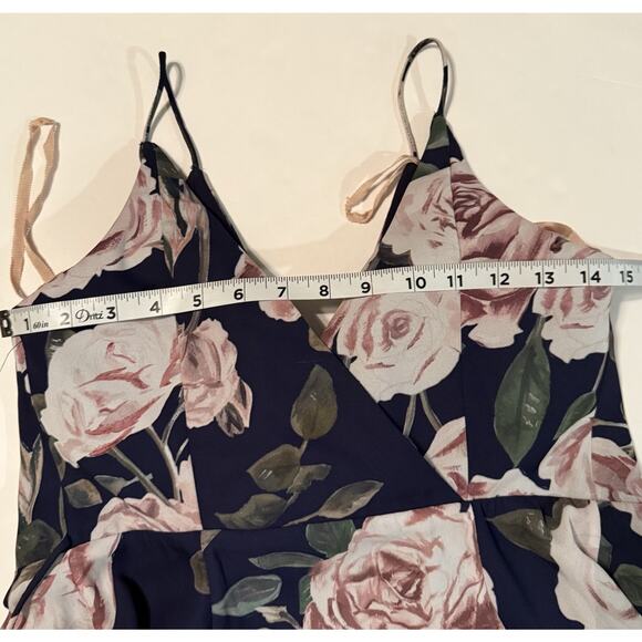 Fame & Partners Maxi Dress Sz 2 Floral True‎ Wrap Navy Bridesmaid Prom Formal - Picture 5 of 16